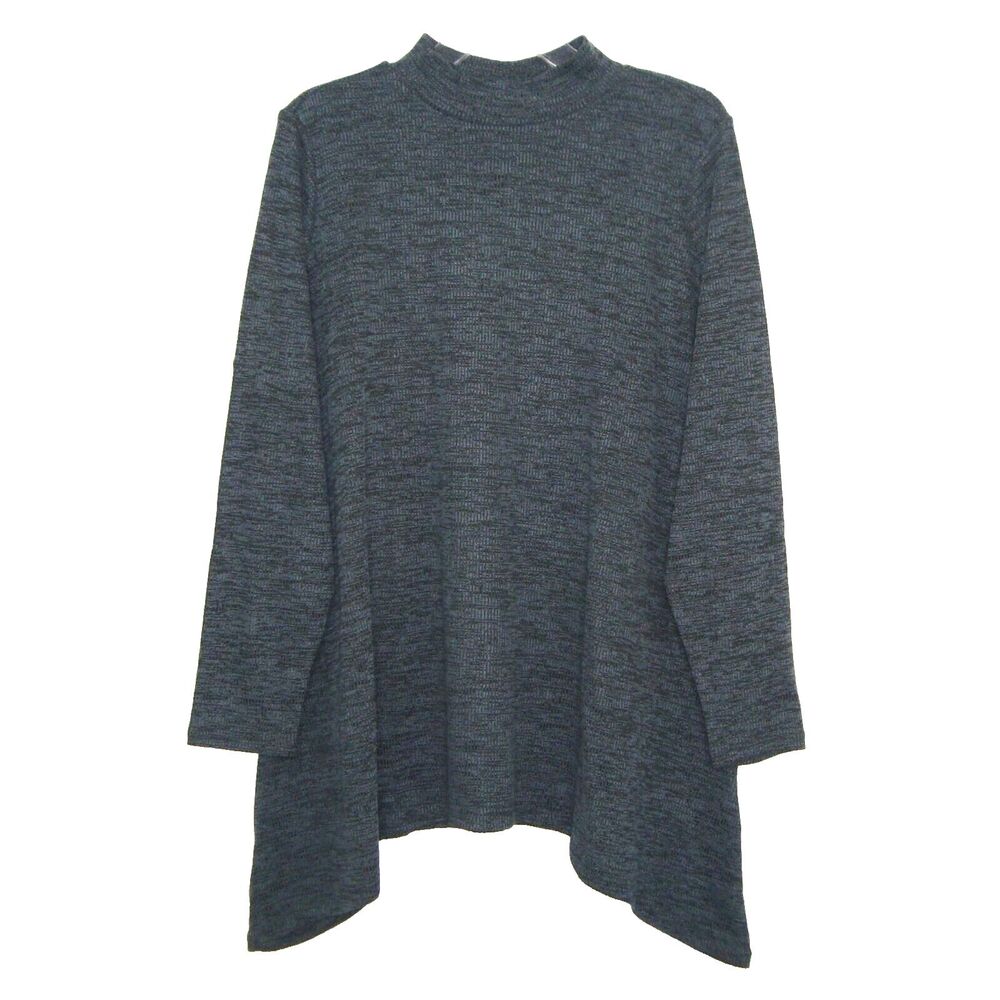 LOGO Lotus by Lori Goldstein Womens Plus Size 1X Mock Neck Tunic Top